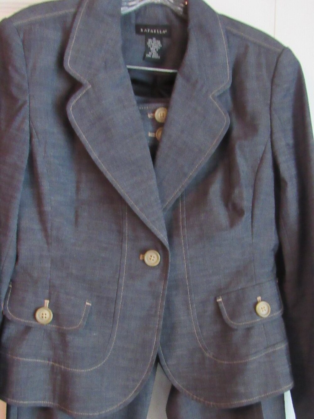 RAFAELLA BLUE DENIM-LOOK PANTSUIT SZ 10